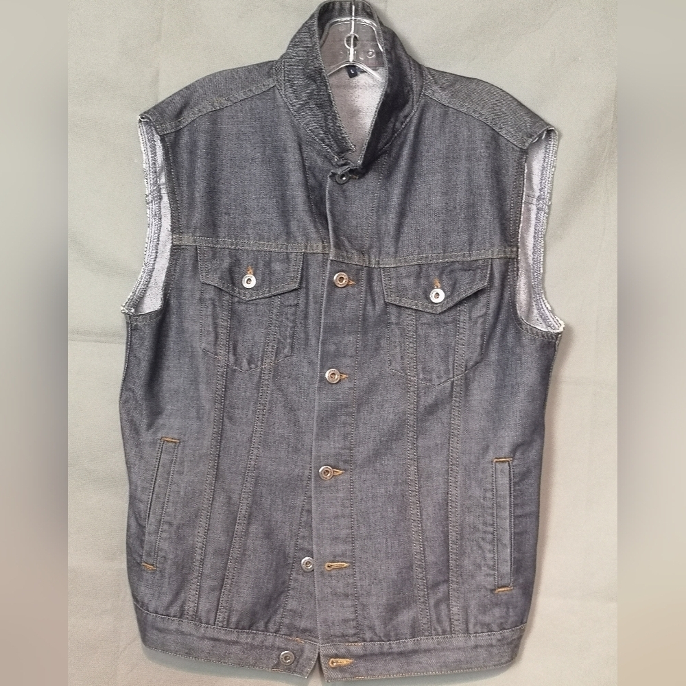 Vintage 90s Dark Denim Hybrid Deconstructed Oversized Sleeveless Jacket Vest